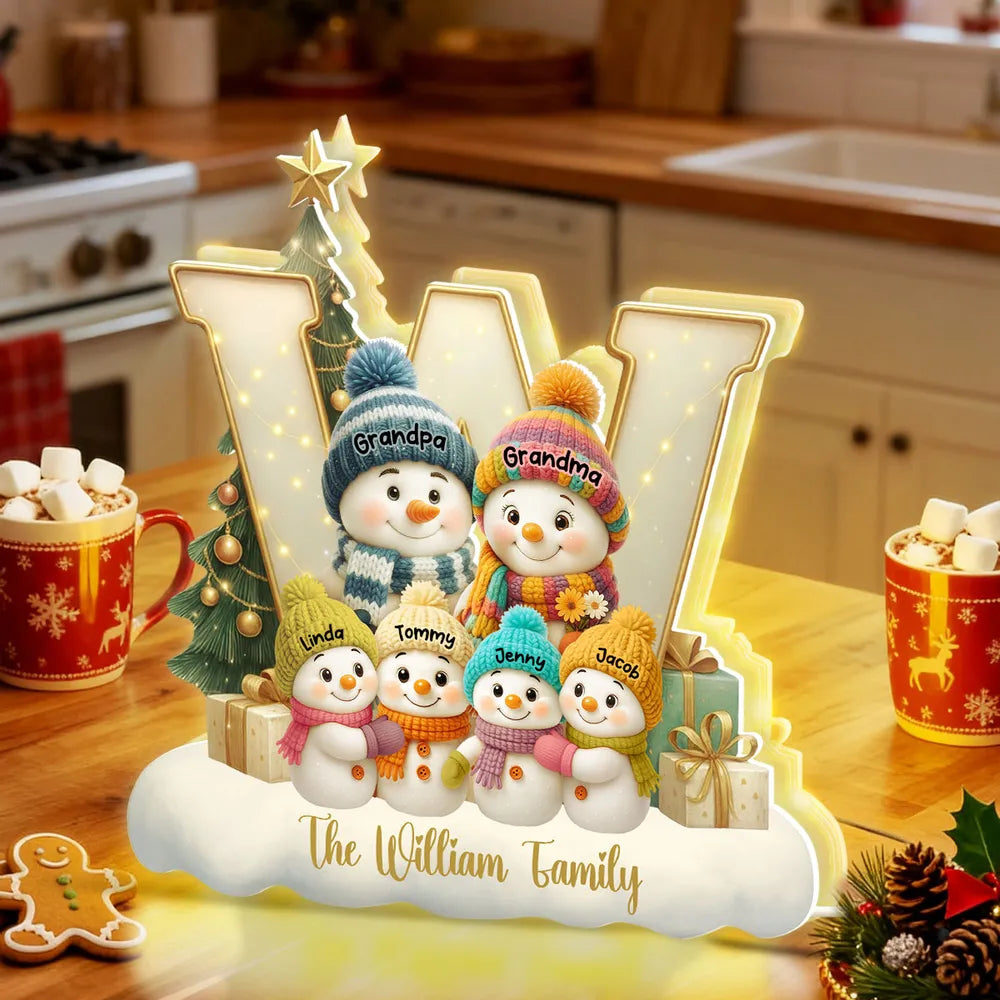 Snowman Family Acrylic Light Box – Heartwarming Holiday Decor, Perfect Gift for Grandparents & Family