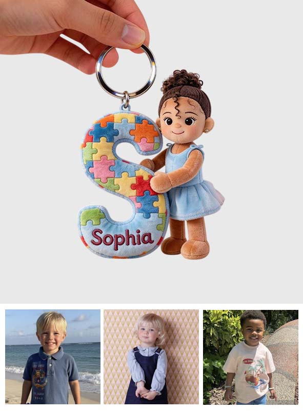 Autism Awareness Alphabet - Personalized Autism Awareness Plush Keychain