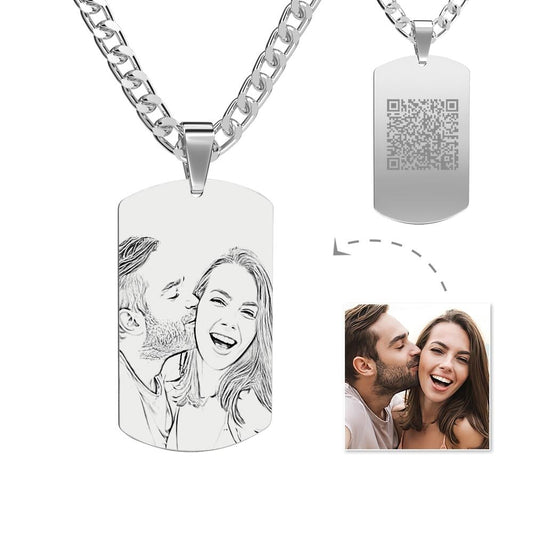 Any Photo - Personalized Engraved QR Code Necklace