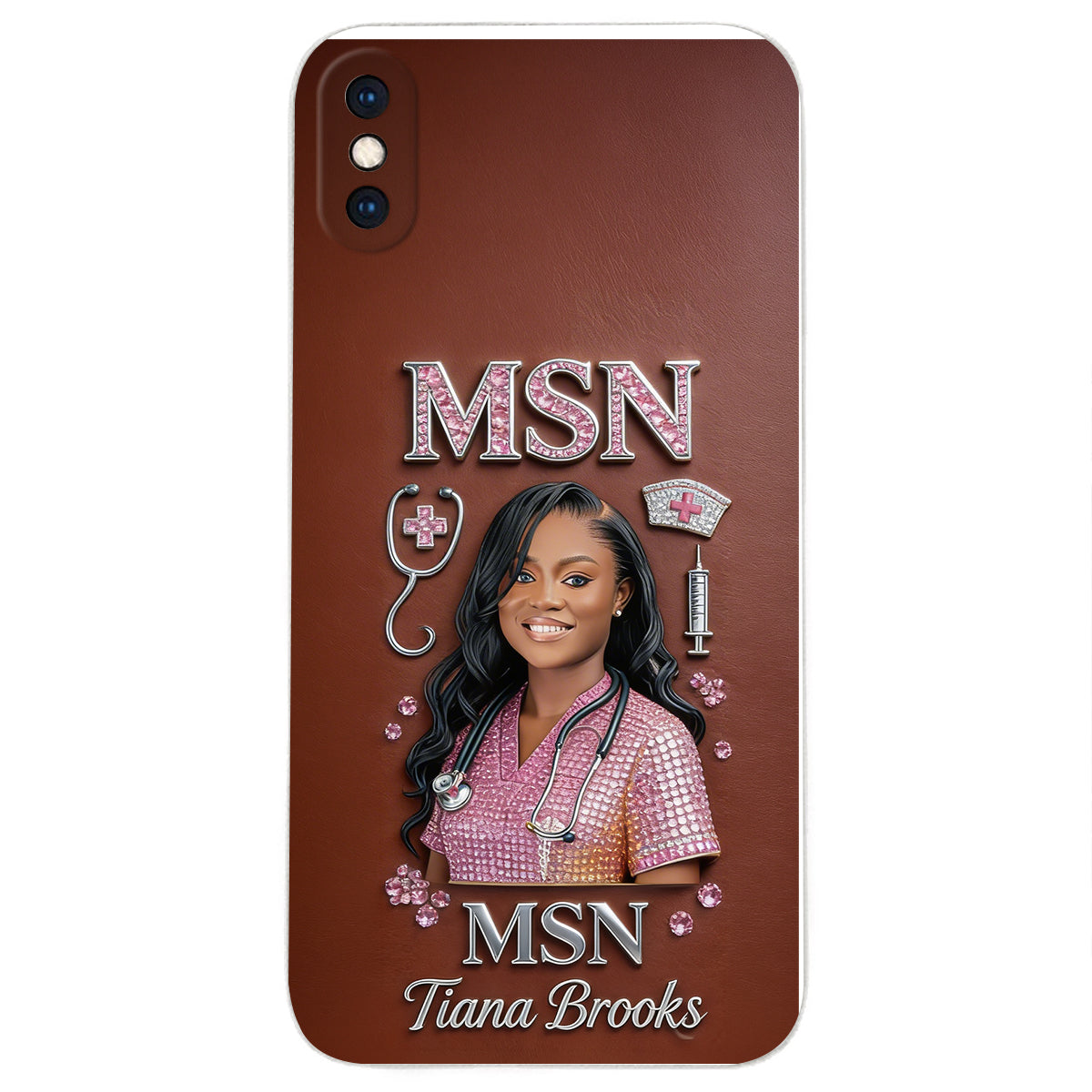 Any Title - Gifts For Nurse, Doctor - Personalized Nurse 3D Embossed Leather Phone Case