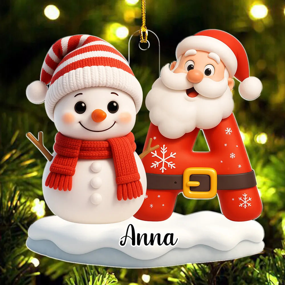 Acrylic Ornament - Snowman & Santa, Customizable Tree Hanging, Festive Charm, Joyful Keepsake, Unique Gift for Kids & Family
