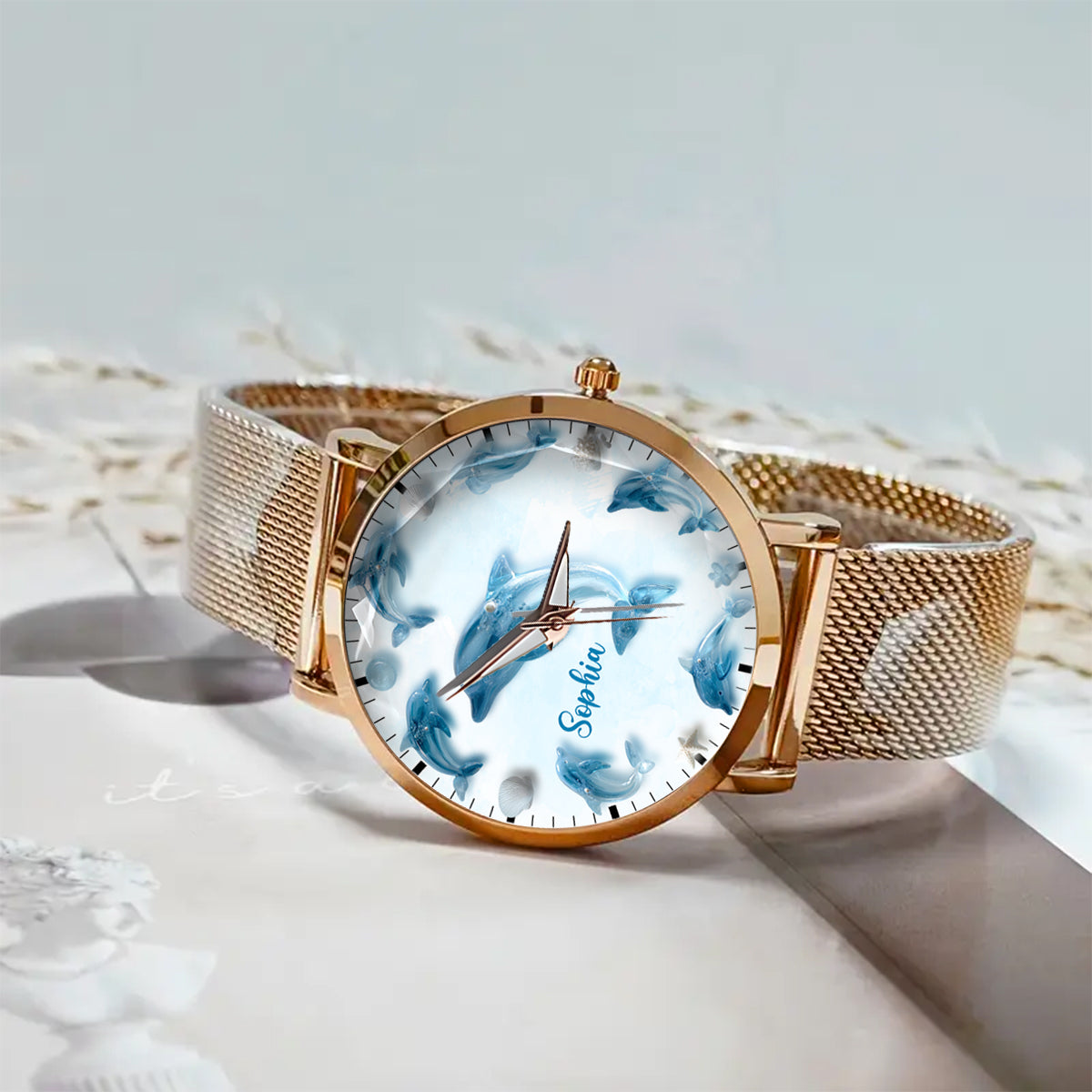 Glassy Dolphin - Personalized Dolphin Women Hand Watch