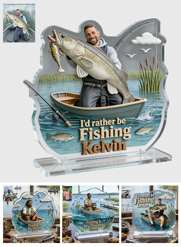Fishing Is My Therapy - Personalized Fishing 2-Layer Acrylic Freestanding