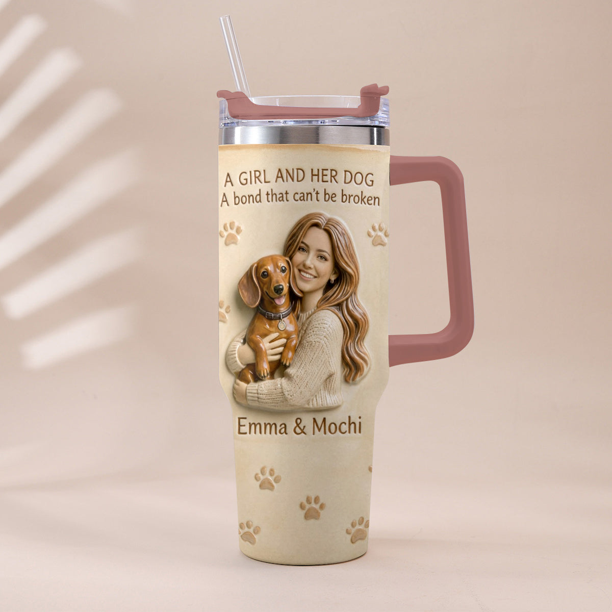 Always By My Side - Personalized Dog Tumbler With Plush Charm
