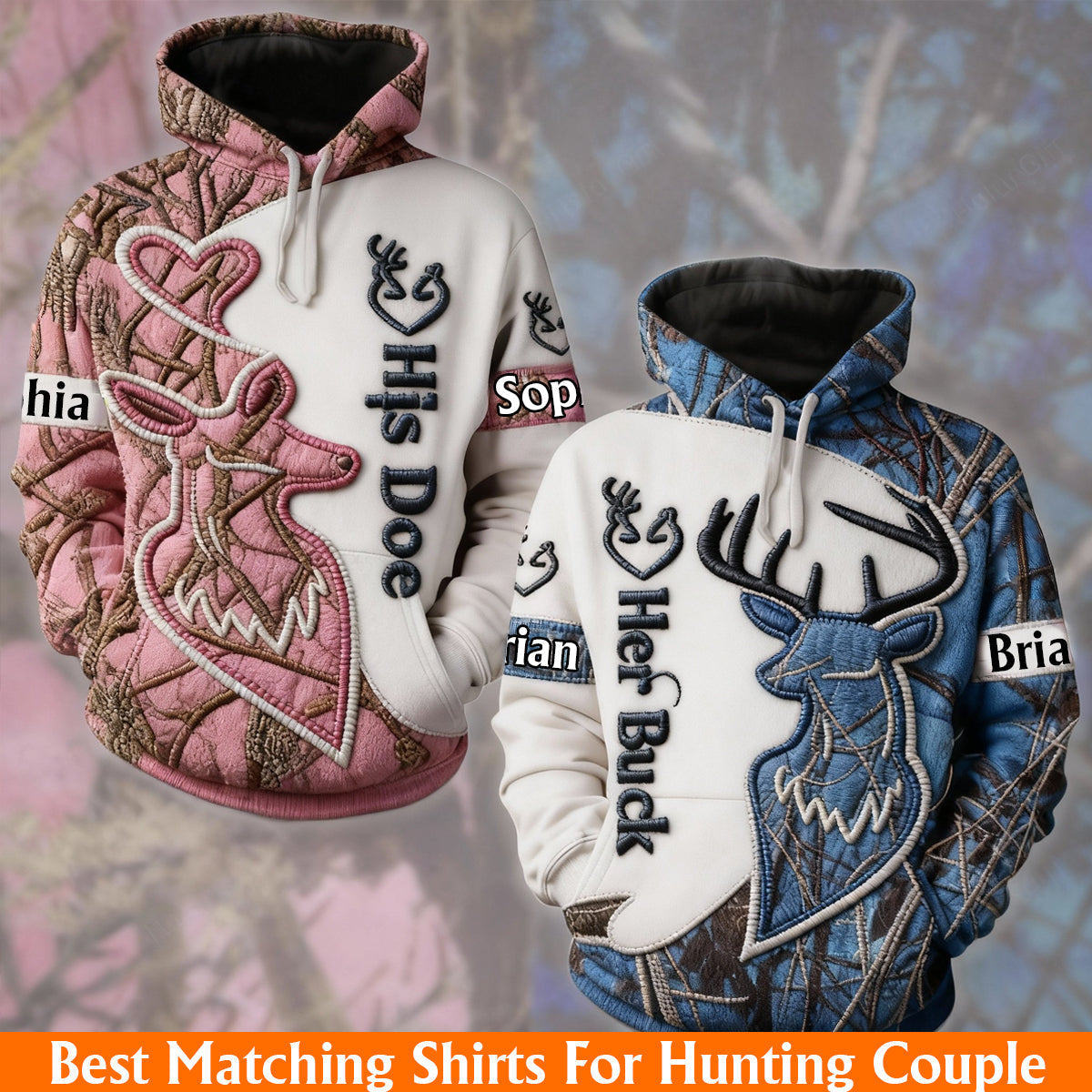 Couple Matching Shirts, Hunting Couple Matching Shirt - Personalized Hunting All Over Shirt