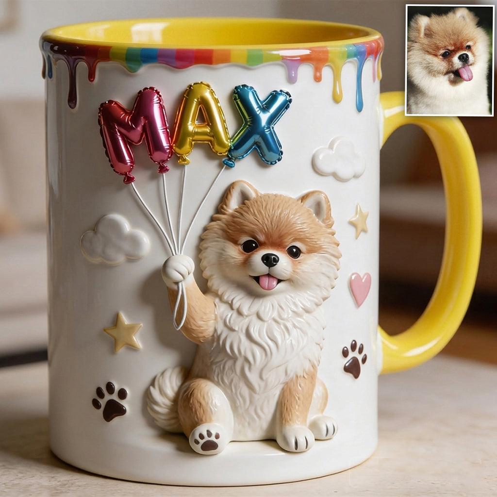 Custom Pet Name Ballon - Personalized Dog Accent Mug With Gift Box