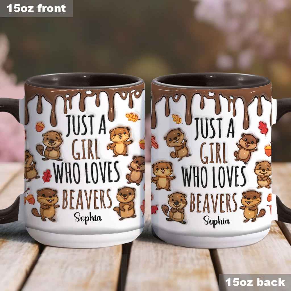Just A Girl Who Loves Beavers - Personalized Accent Mug