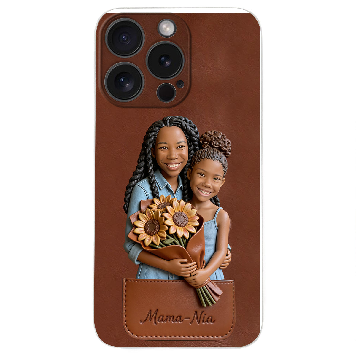 I Love You - Personalized Mother 3D Embossed Leather Phone Case
