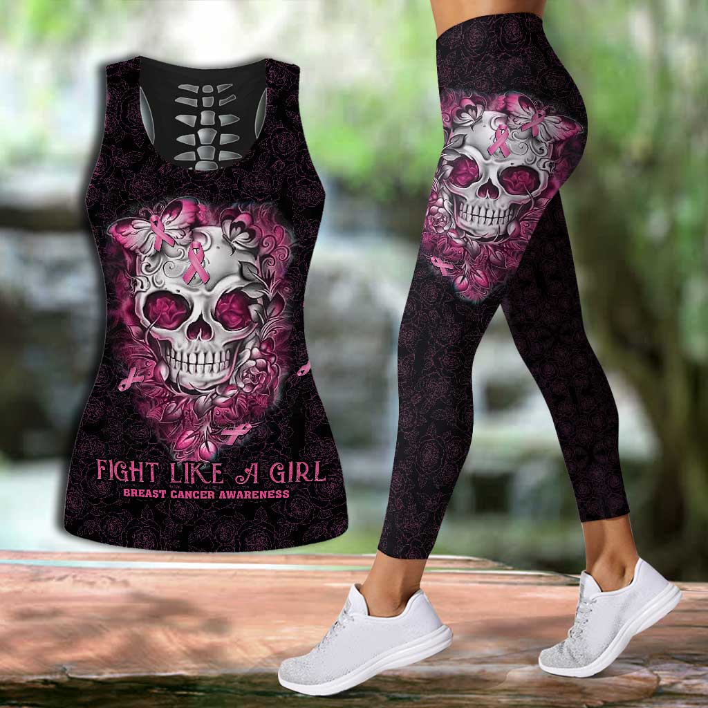 In October We Wear Pink - Breast Cancer Awareness Leggings And Hollow Tank Top