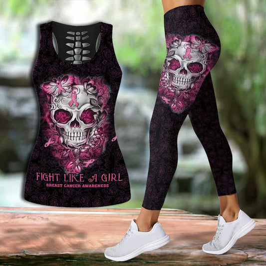In October We Wear Pink - Breast Cancer Awareness Leggings And Hollow Tank Top