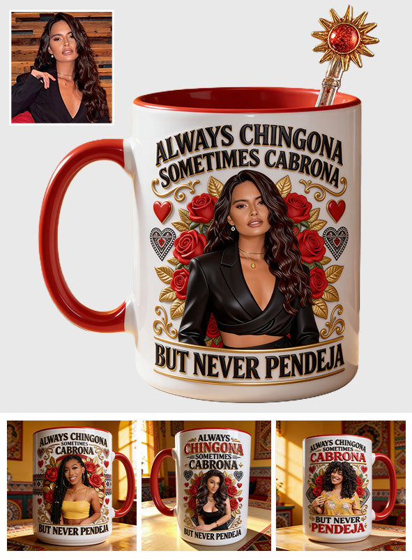 Latina Vibes, Always Chingona - Personalized Latina Women Set Accent Mug with Acrylic Stirrers