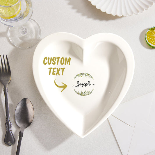 Name Custom Ceramic Heart Shaped Plate - gift for anyone - Personalized Plate