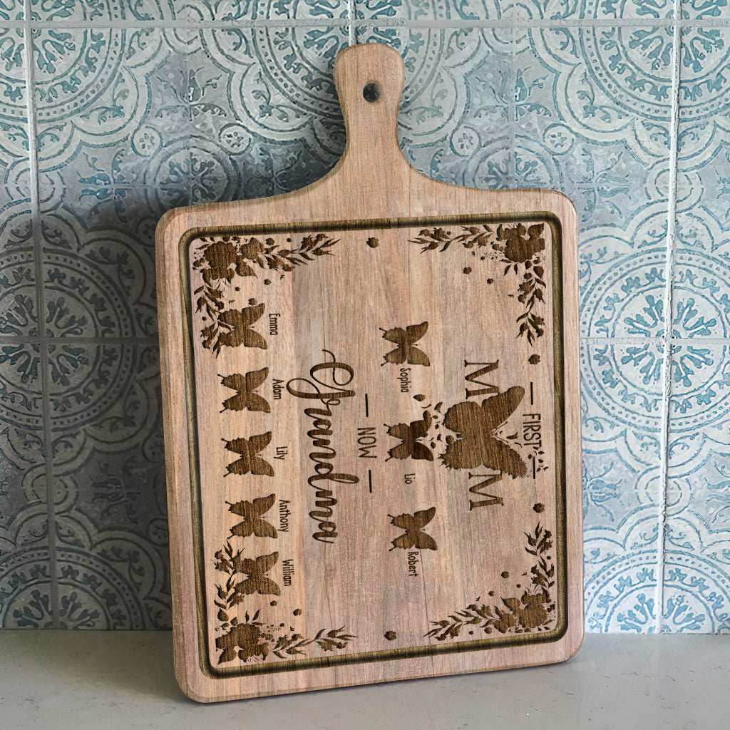 First Mom Now Grandma - Personalized Grandma Cutting Board