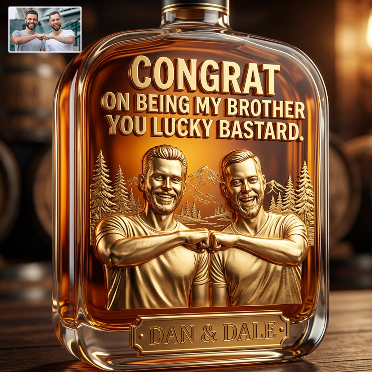 Custom Gift For Brother And Sister From Any Photo - Personalized Sibling Liquor Bottle
