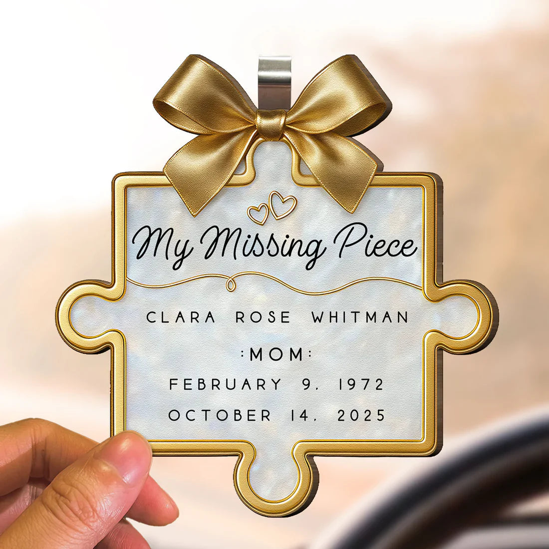 Personalized Wooden Car Visor Clip My Missing Piece Puzzle Keepsake for Mom or Dad, Unique Memorial Gift for Daily Drives