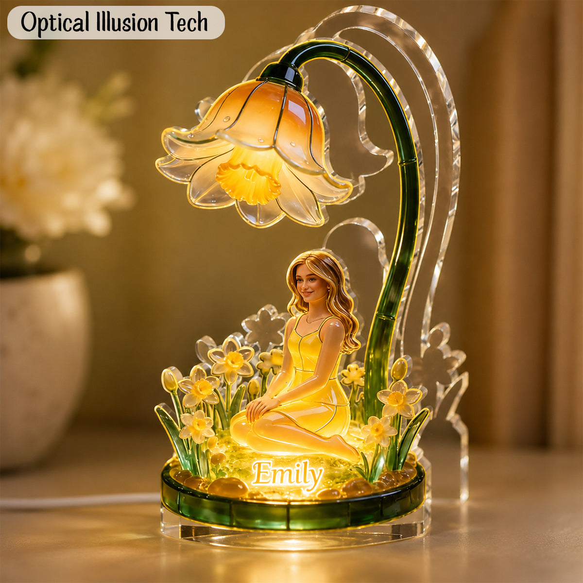 Custom Any Photo Birthmonth Flower - Personalized Self Love Acrylic LED Night Light