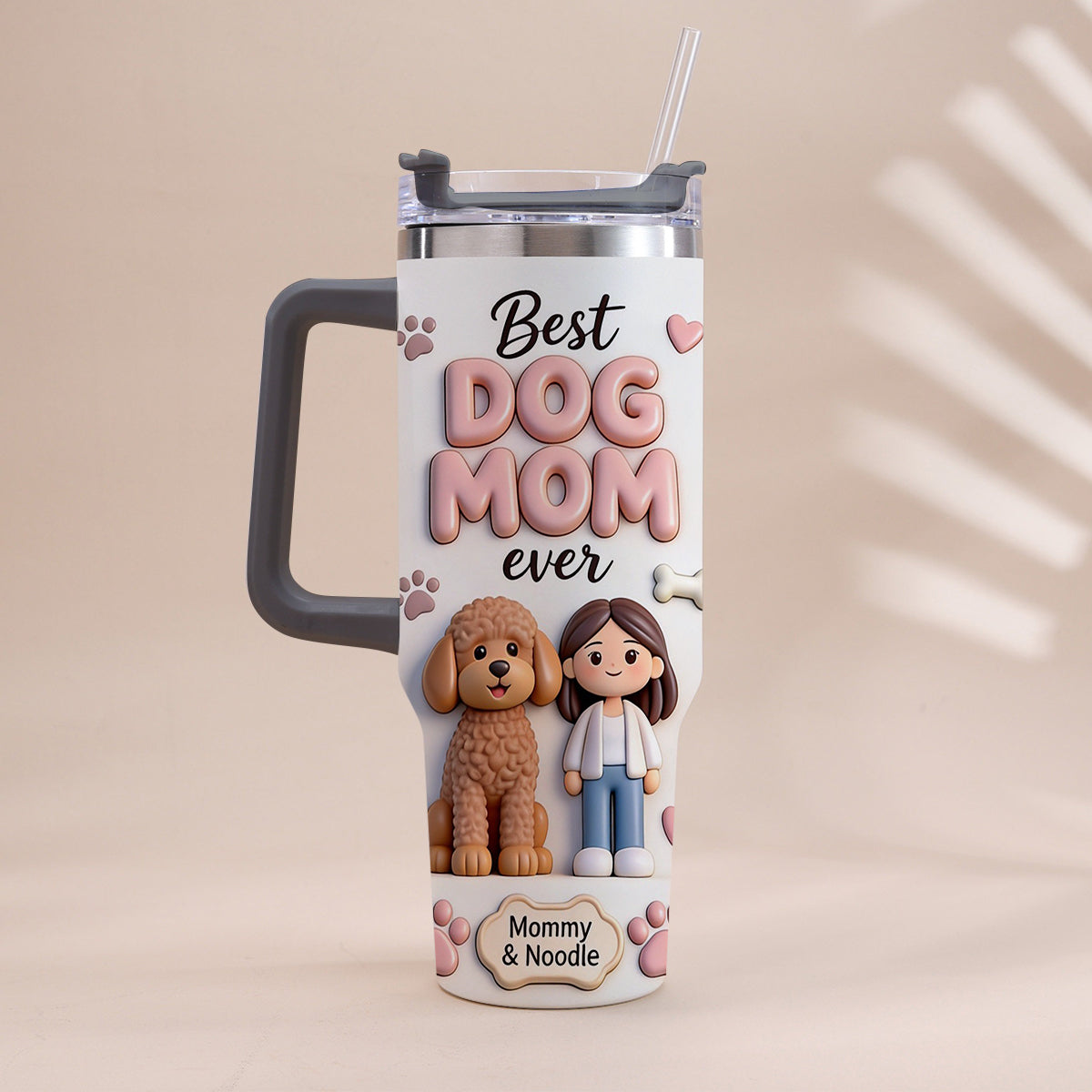 Best Pet Mom Ever - Personalized Dog Tumbler With Handle