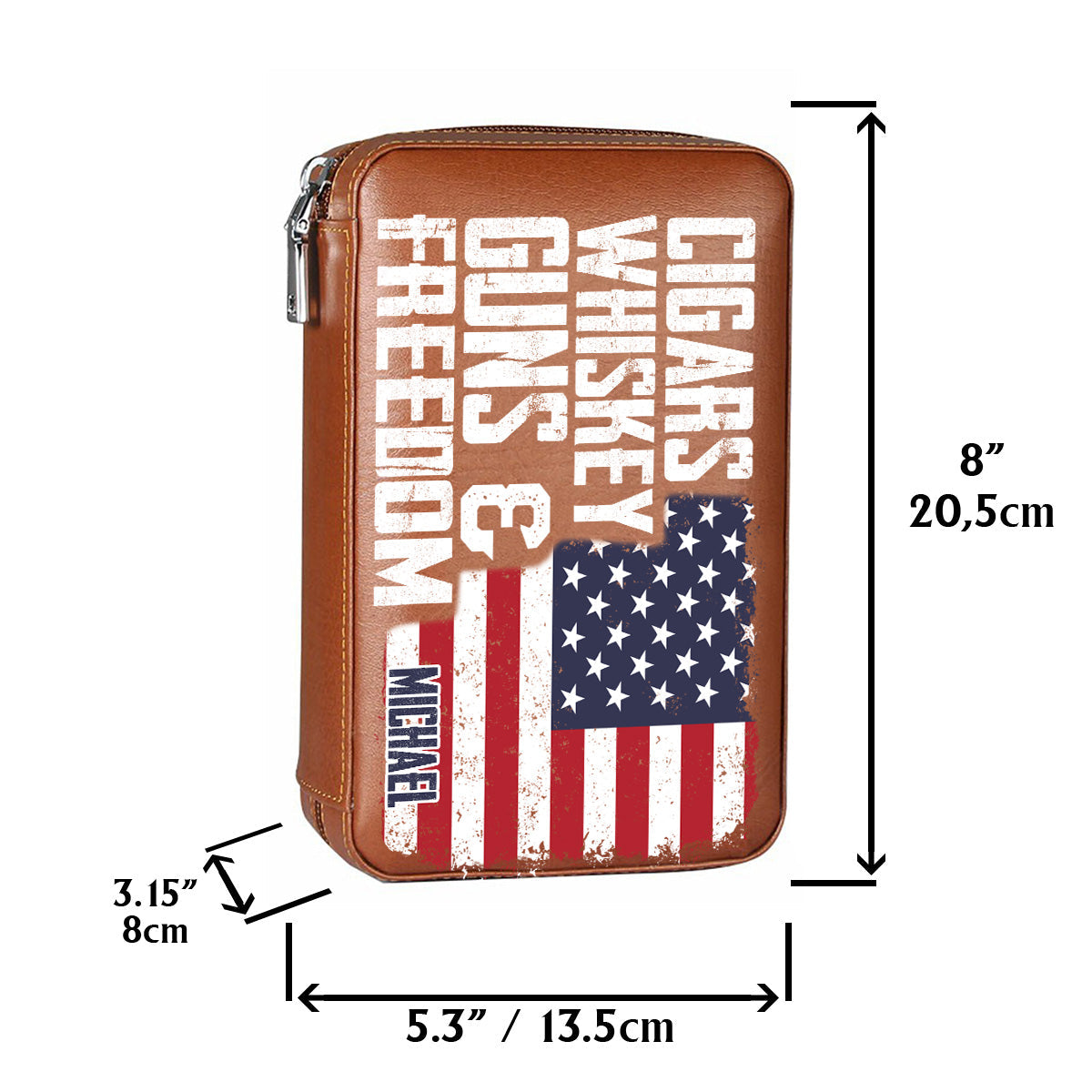 Cigars, Whiskey, G*ns & Freedom - Personalized Whisky Travel Cigar Humidor Case