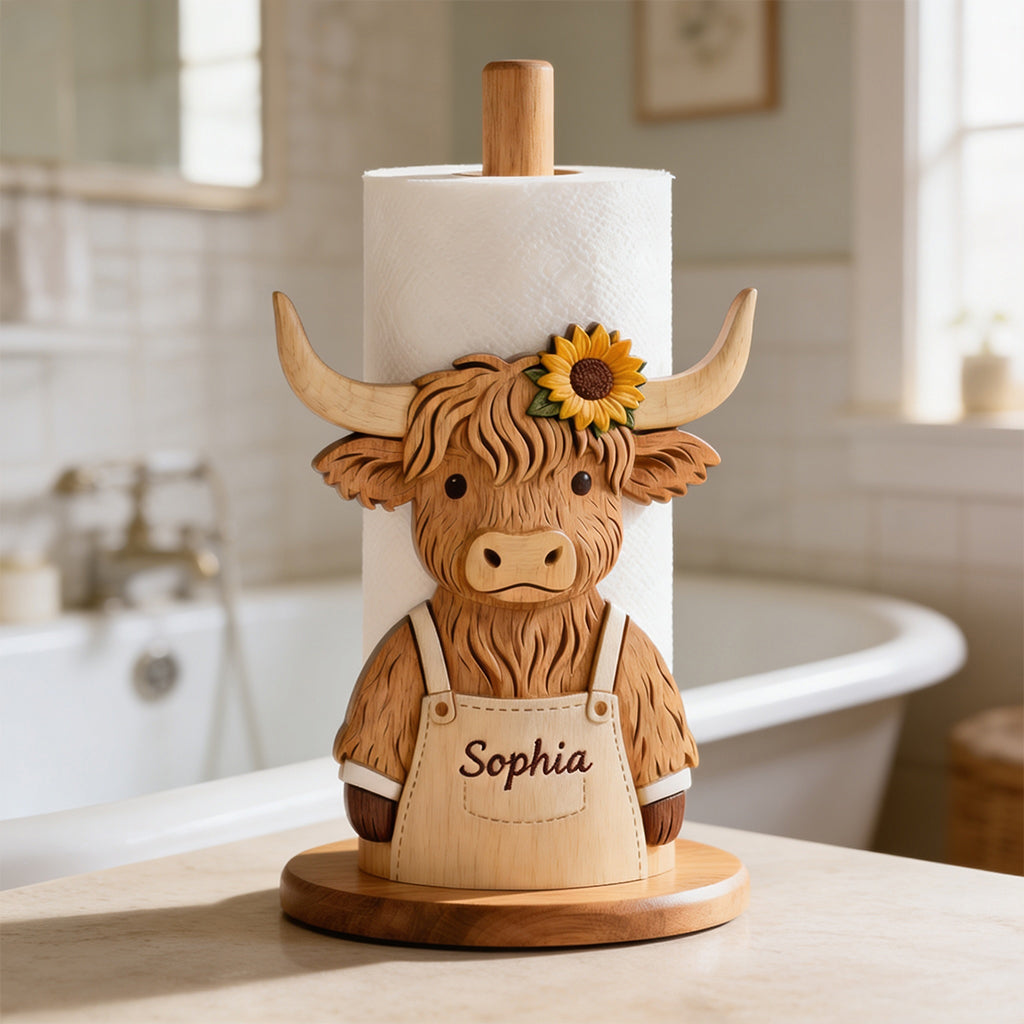 Just A Girl Who Loves Highland Cow - Personalized Highland Cow Paper Towel Stand