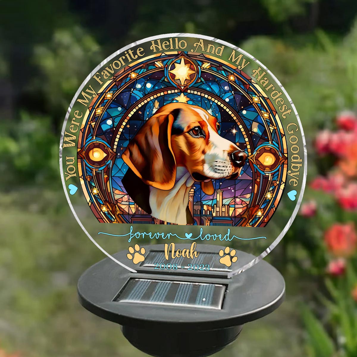 You Were My Favorite Hello - Personalized Dog Garden Solar Light