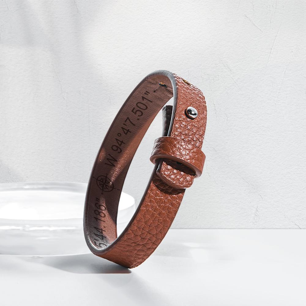 Any Destination - Personalized Genuine Leather Bracelet