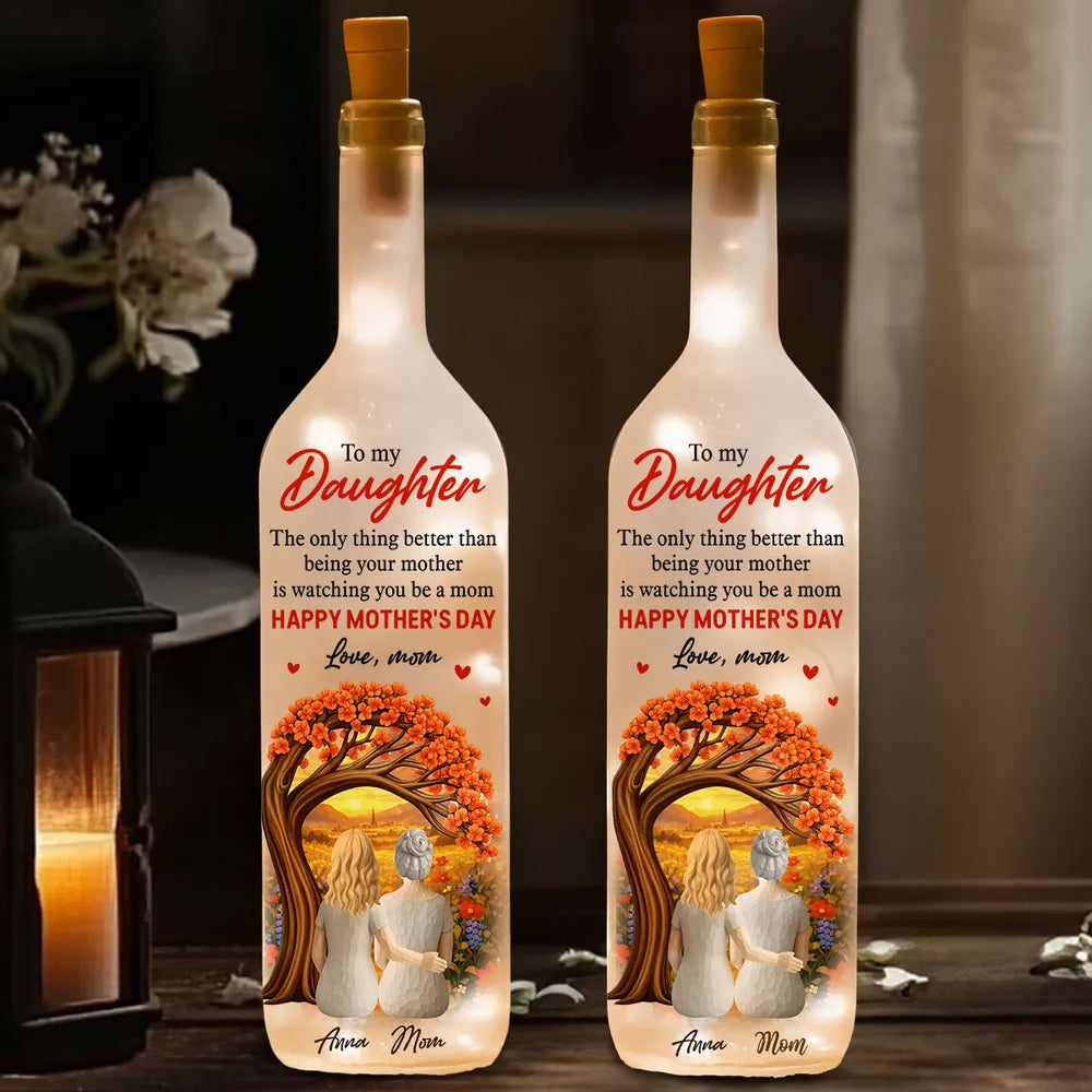 Personalized Bottle Lamp for Daughter from Mom, Warm Glow Mother-Daughter Gift, Watching You Be A Mom Keepsake