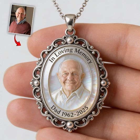 In Loving Memory - Personalized Memorial Shaped Metal Pendant Necklace