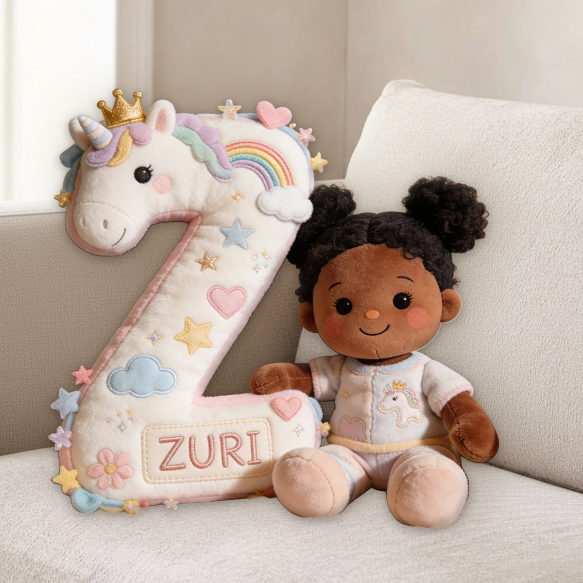 Alphabet Letter & Custom Photo And Theme - Personalized Kid Premium Faux Fur Pillow