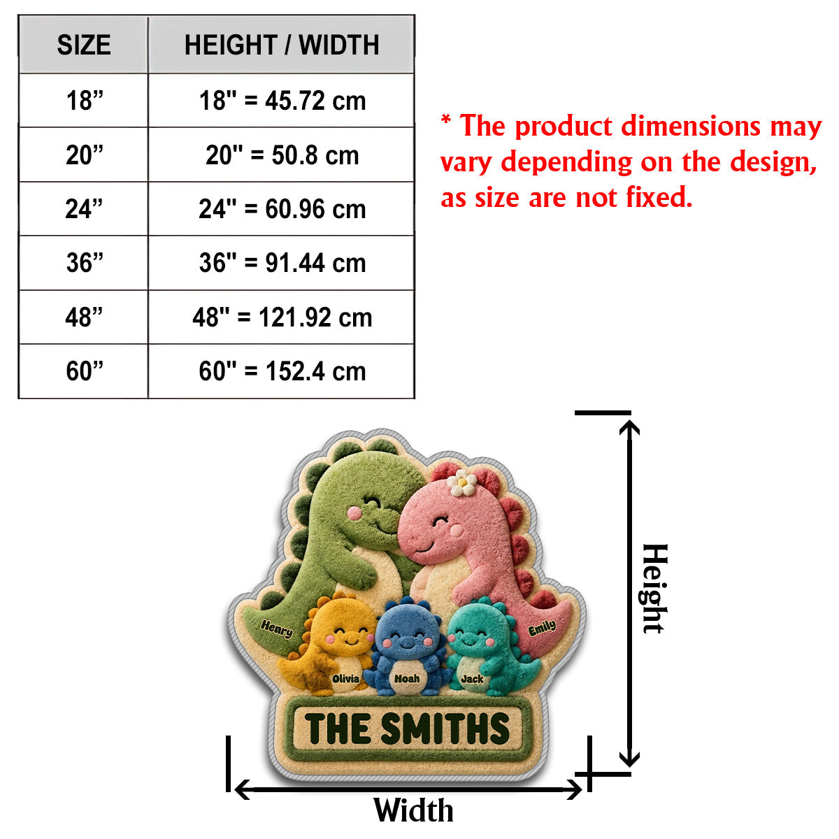 Happy Dinosaur Family - Personalized Family Non-Slip Tufted Rug