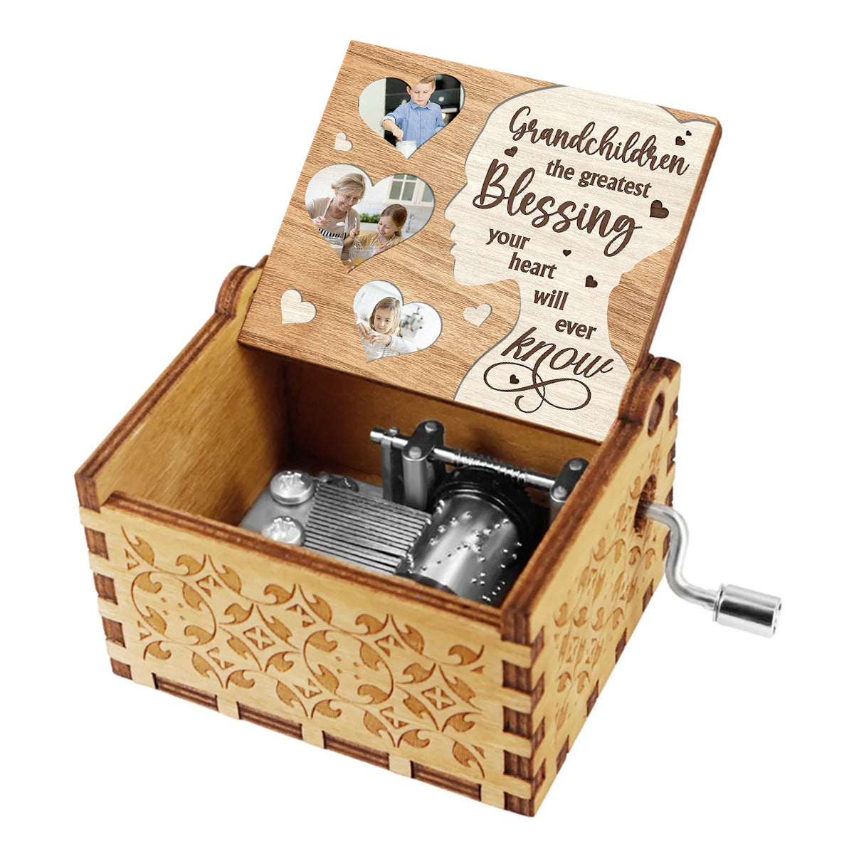 Greatest Blessing - Gift for grandma, mom - Personalized Hand Crank Music Box