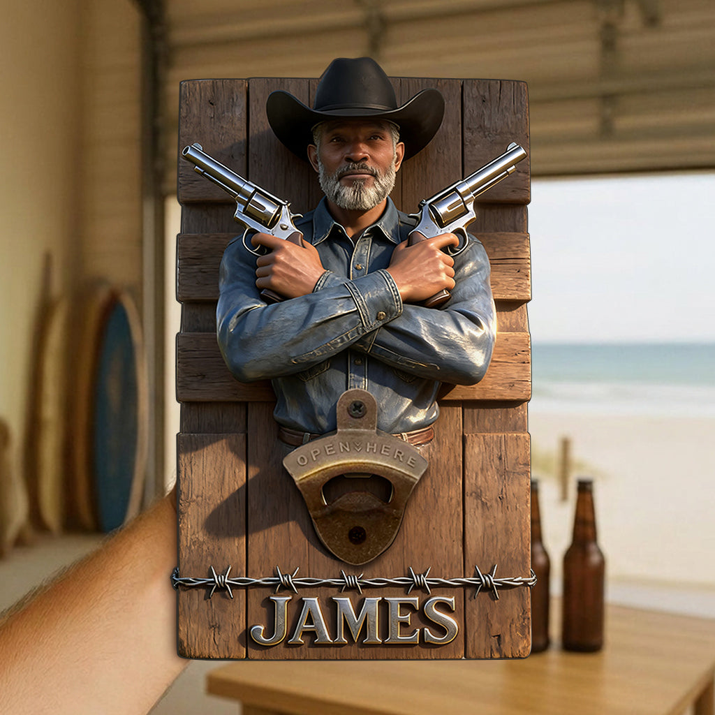 Custom Any Photo - Personalized Western Outfit Wall Bottle Opener