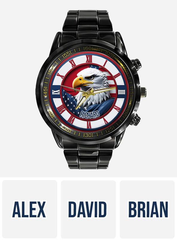 Home Of The Free - Personalized Bald Eagle Hand Watch