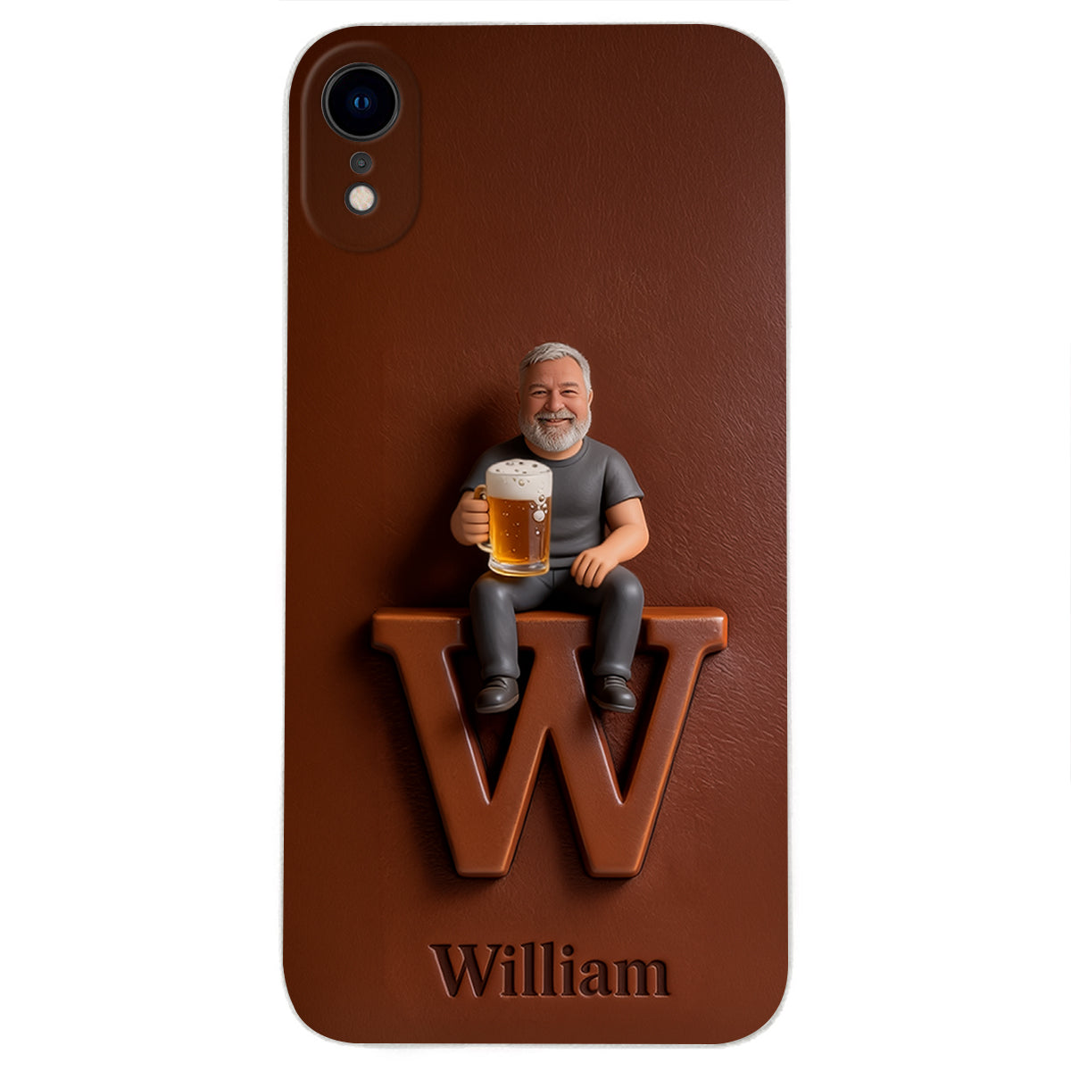 Custom Any Photo - Personalized Beer 3D Embossed Leather Phone Case