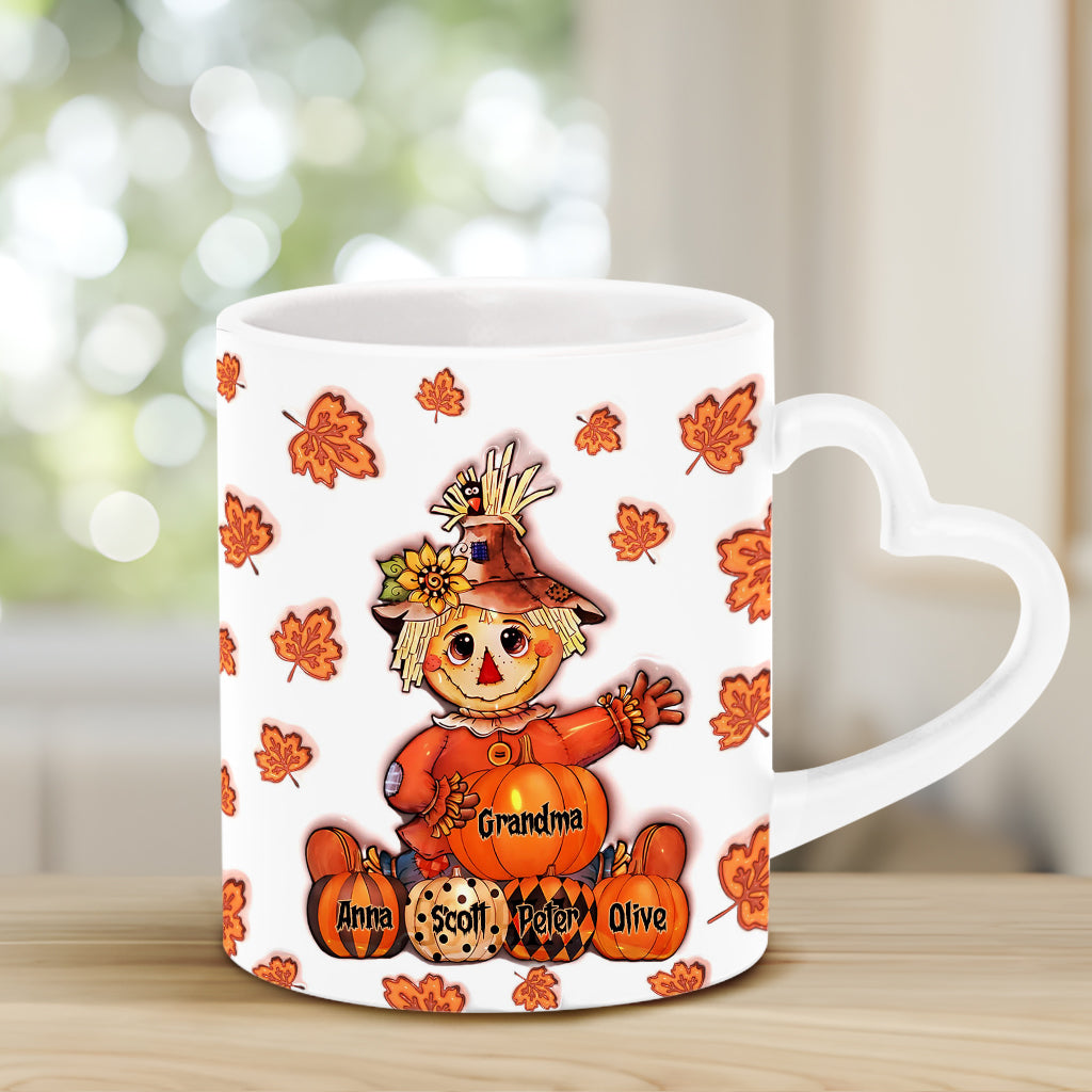 Grandma Fall - Personalized Grandma Heart Handle Mug