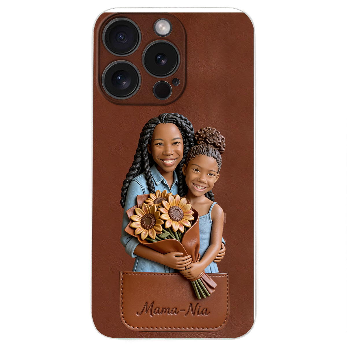 I Love You - Personalized Mother 3D Embossed Leather Phone Case