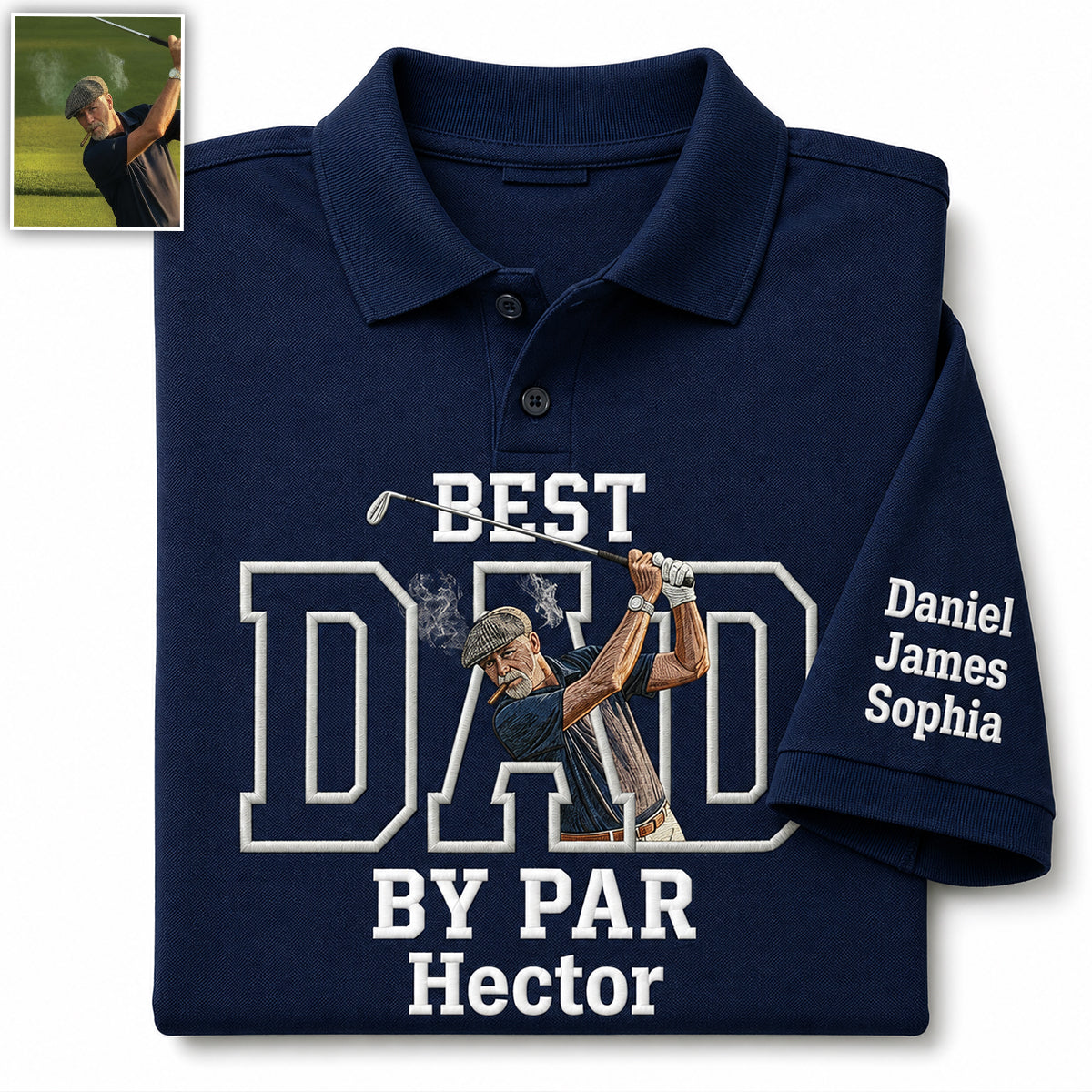 Best Dad By Par - Personalized Father Polo Shirt