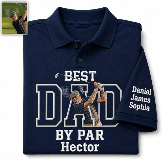 Best Dad By Par - Personalized Father Polo Shirt