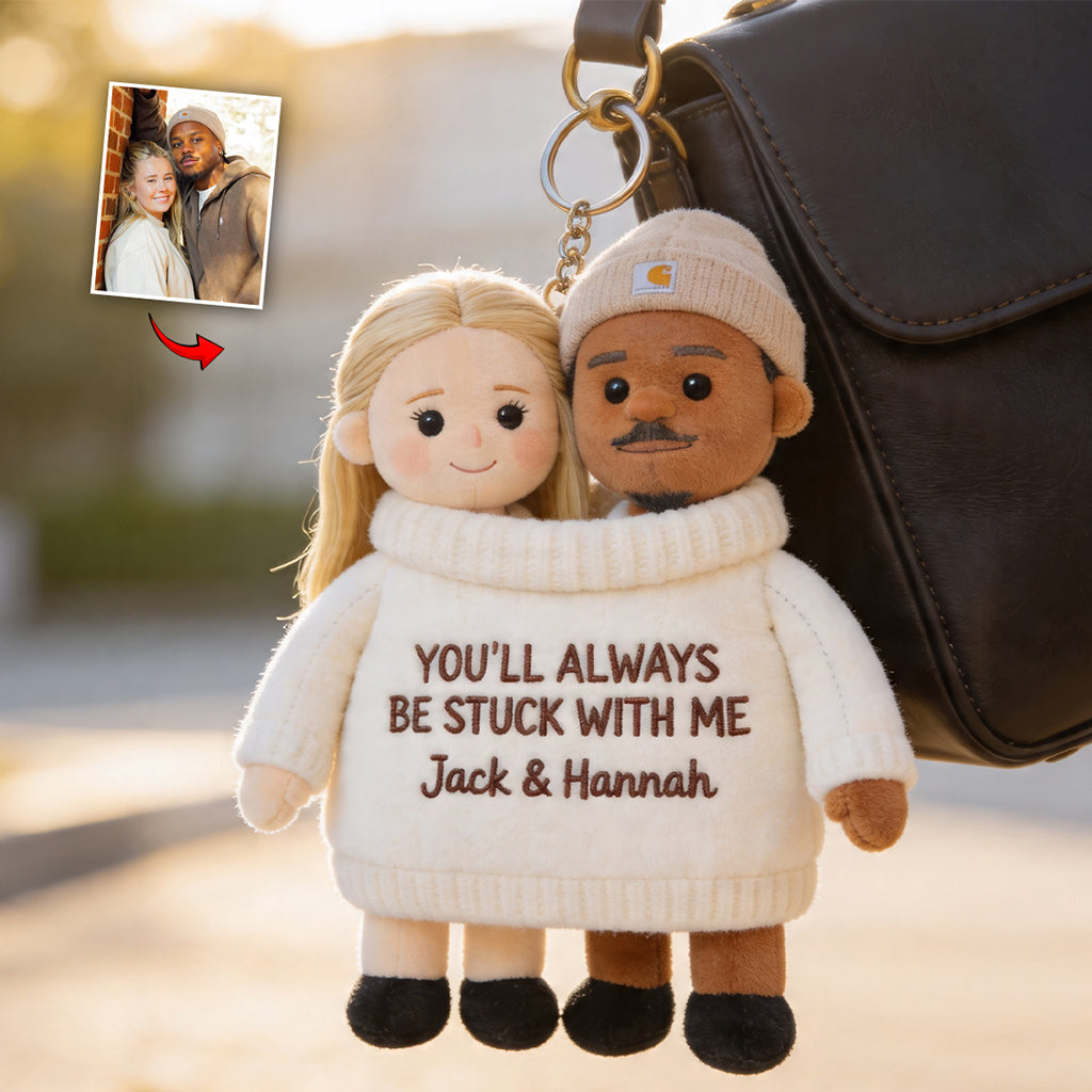 Always Stuck With Me - Personalized Couple Plush Keychain