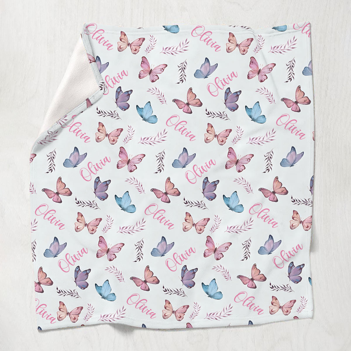 Butterfly Custom Name - Personalized granddaughter Blanket