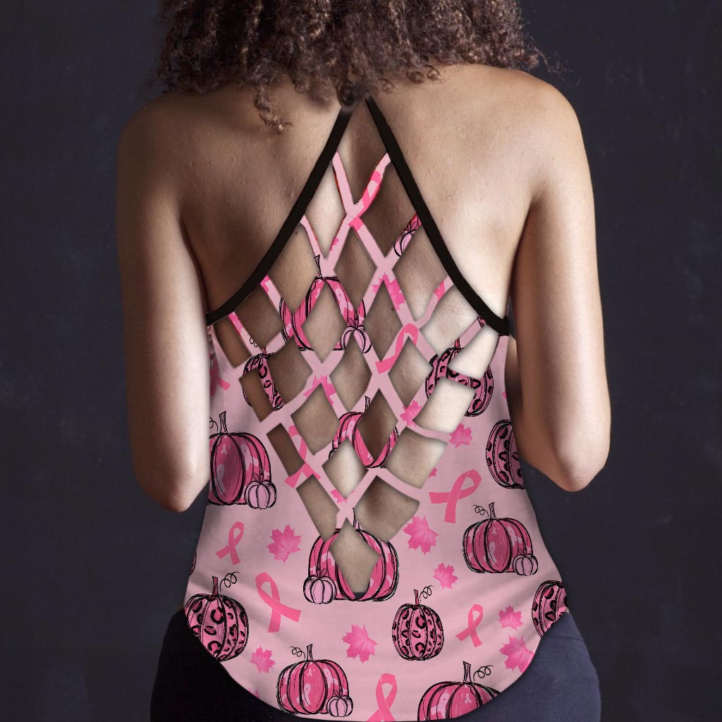 In October We Wear Pink  - Breast Cancer Awareness Cross Tank Top