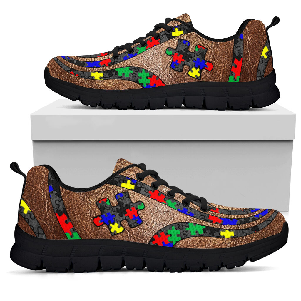 Autism Line Leather Pattern Print Autism Awareness Sneakers 0622