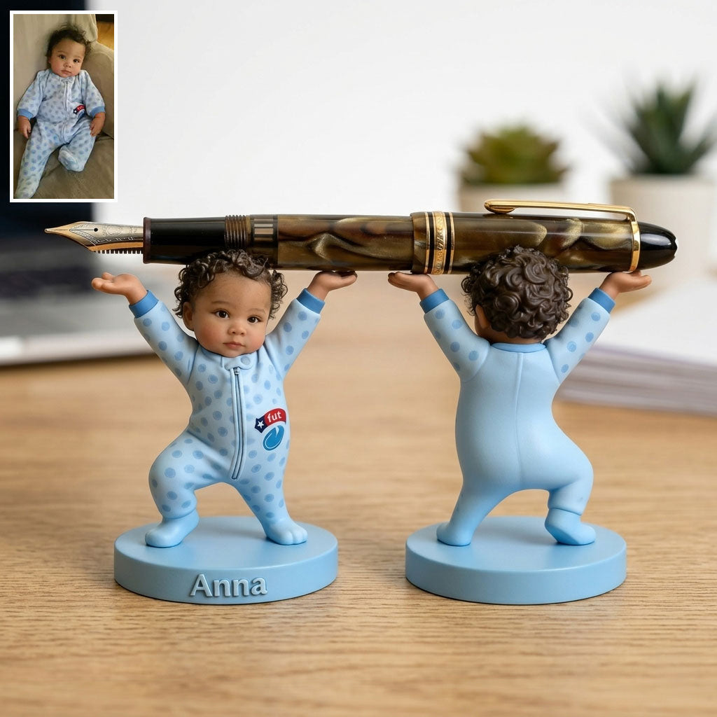 Cute Pen/ Bluetooth Earphone Holder Desk Accessories for Parents - Personalized Kid Premium 3D Figurine