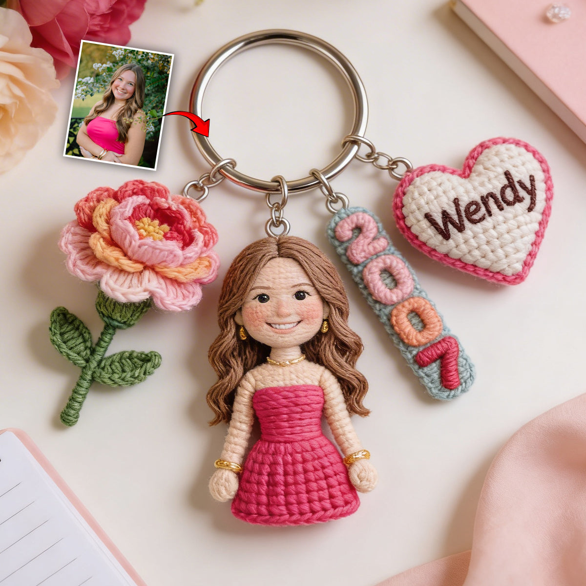 Custom Any Photo - Personalized Birthday Premium Keychain With Charms