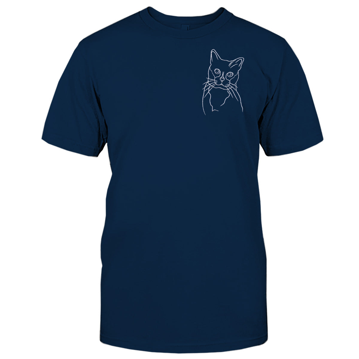 Custom Line Art - Personalized Cat Embroidered T-shirt