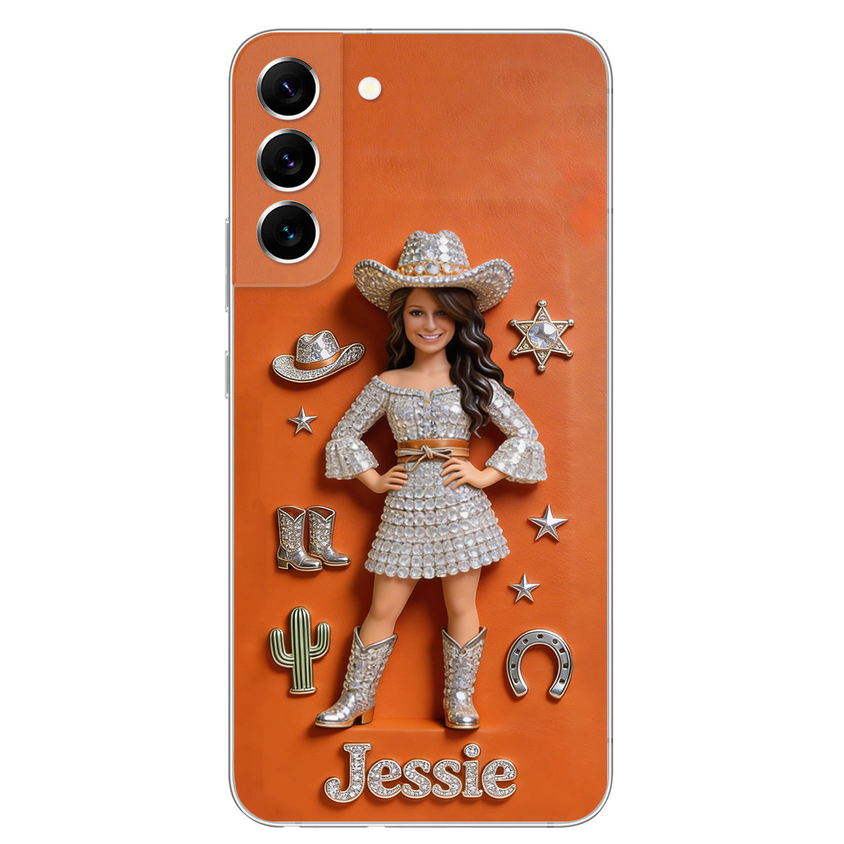 Cowgirl Spirit - Personalized Cowgirl 3D Embossed Leather Phone Case