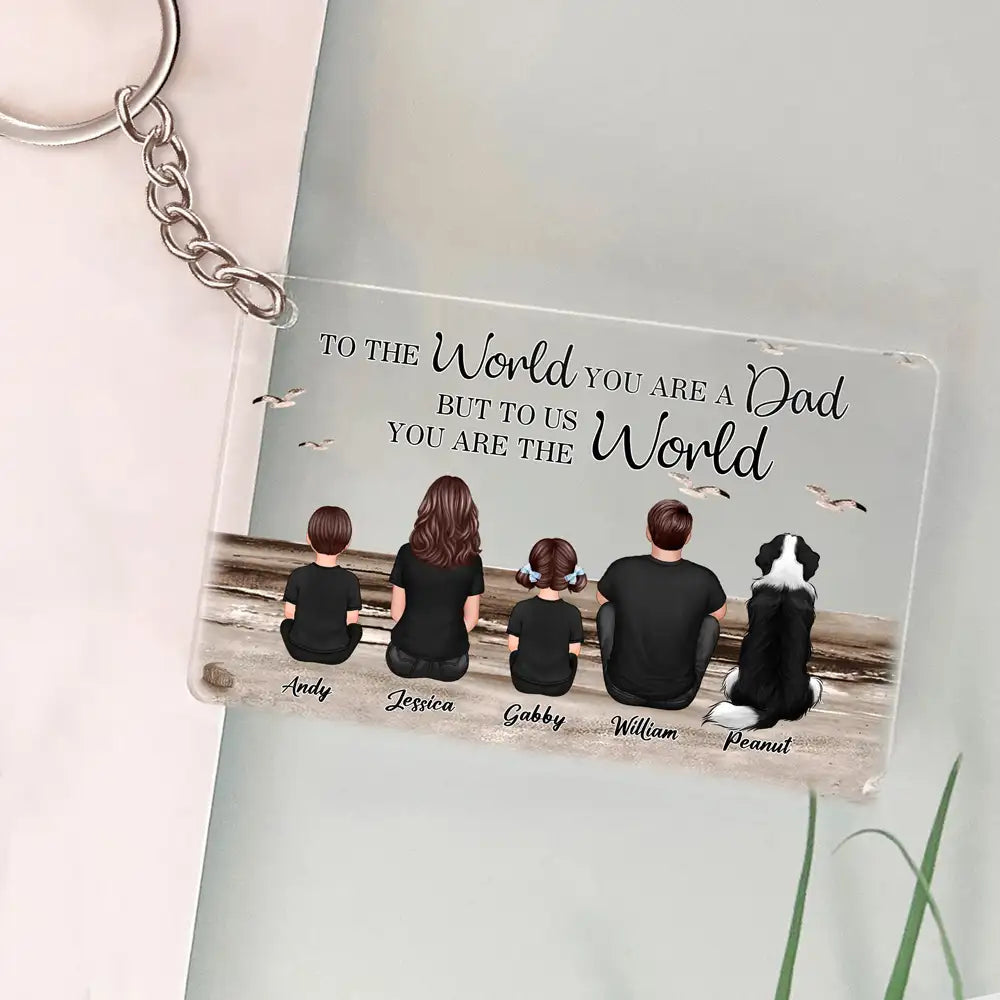 “To the World You Are a Dad” Personalized Keychain – Beach Scene Father’s Day Edition