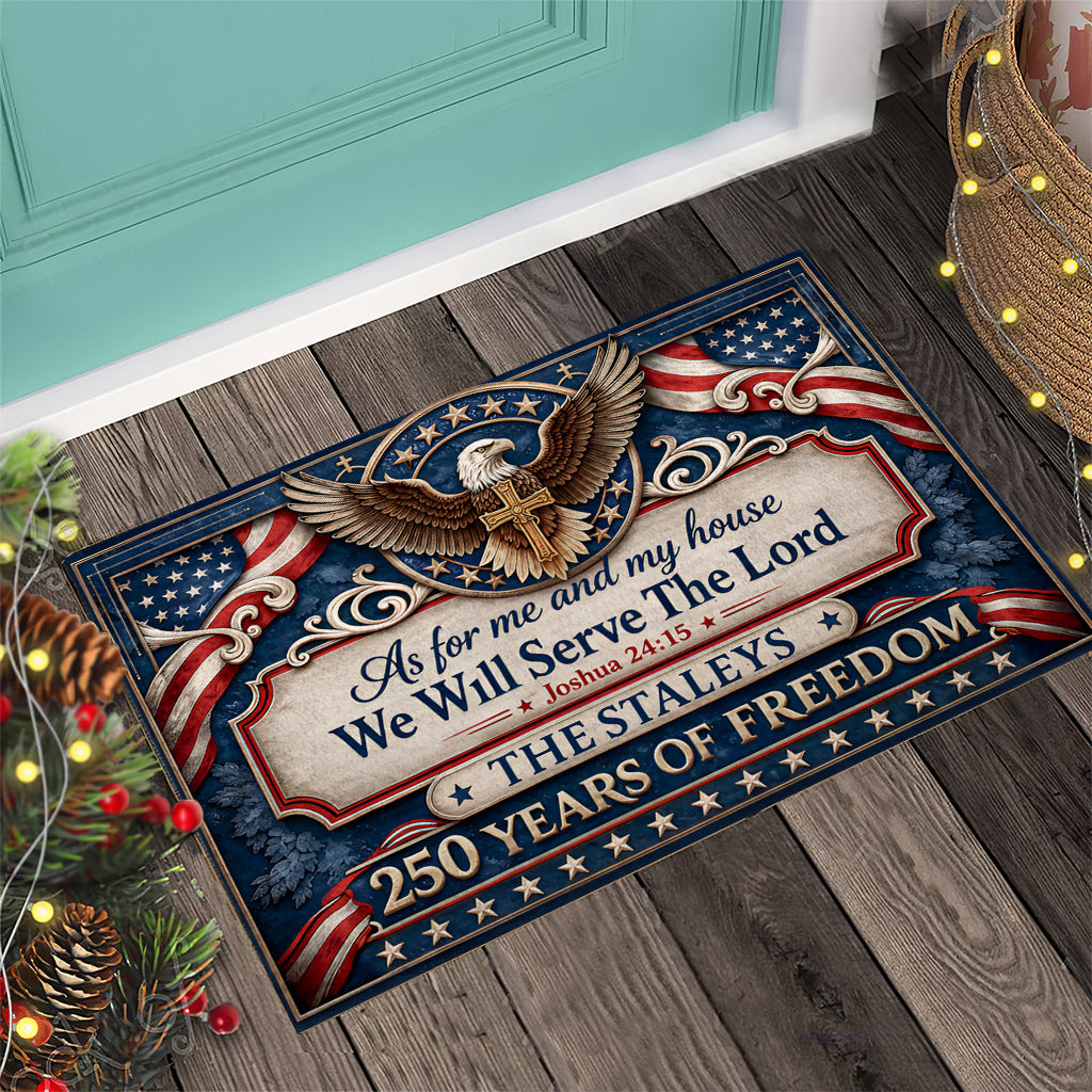 As For Me And My House We Will Serve The Lord - Personalized Doormat