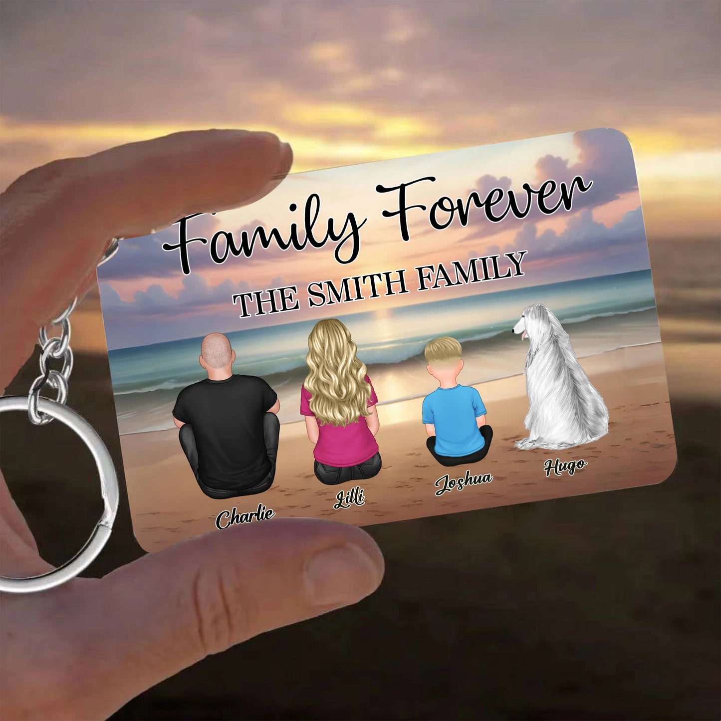 Family Forever Beach Back-View Personalized Playing Cards – Creative Gift for Siblings & Friends