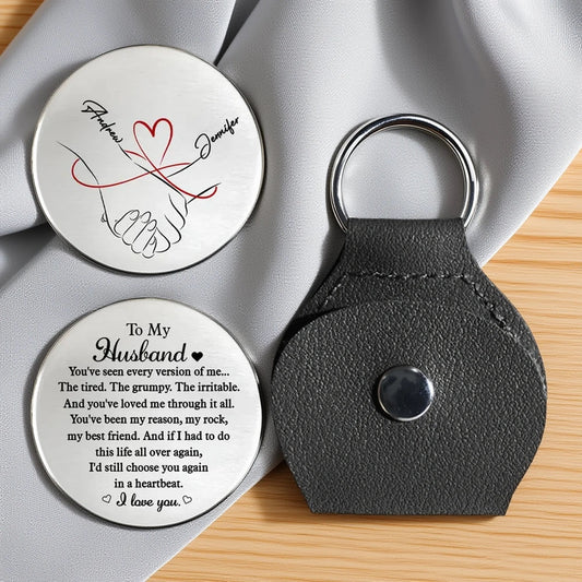 Pocket Hug for Husband with Sweet Love Note Feel - Personalized Keepsake Gift He Can Carry Every Day