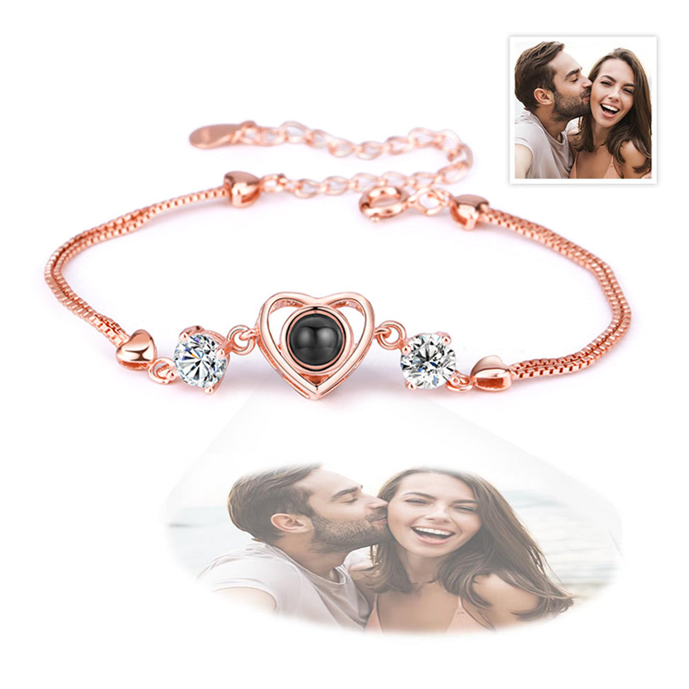 Personalized Heart Picture Projection Charm